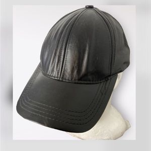 USA Black Leather Adjustable Unisex Baseball Hat Excellent Condition